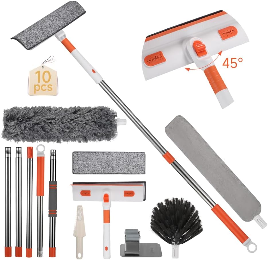 Window Cleaning Squeegee, Extendable Window Cleaning Brush With