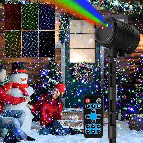 Christmas Projector Lights Outdoor, 3 Color Laser Starry Light Show with RF Remote Control for House Patio Garden Outside Holiday Halloween Decoration Indoor Wedding Party Holiday Xmas Gift - Black