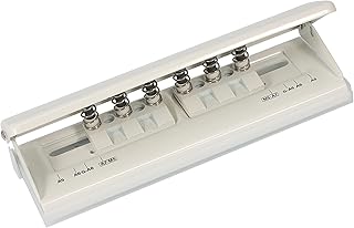 Metal Adjustable 6 Hole Punch for A5 A6 A7 Binders/Planners, Paper Hole Puncher 6 Ring with Guide Rule, 6 Sheet Capacity, Heavy Duty 6 Hole Punch for Binder/Agenda/Notebook/Bookbinding DIY (Off White)