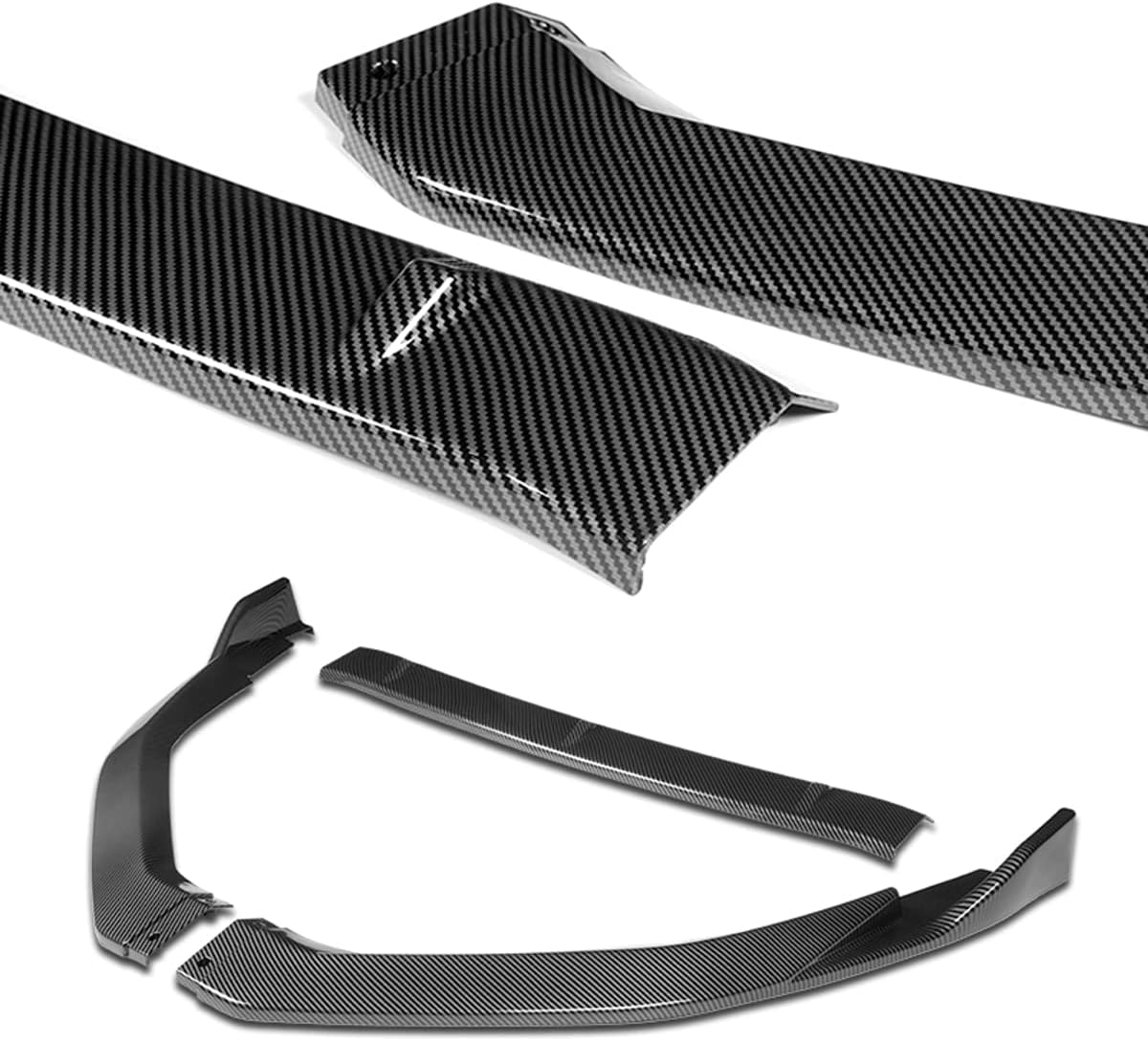 Stay-Tuned, 5PCS GT-Style ABS Front Bumper Lip Spoiler Body Kit + Universal 31" x 4" Side Skirts, Compatible with Nissan Maxima 2016 2017 2018, Exterior Accessory (Carbon Painted)