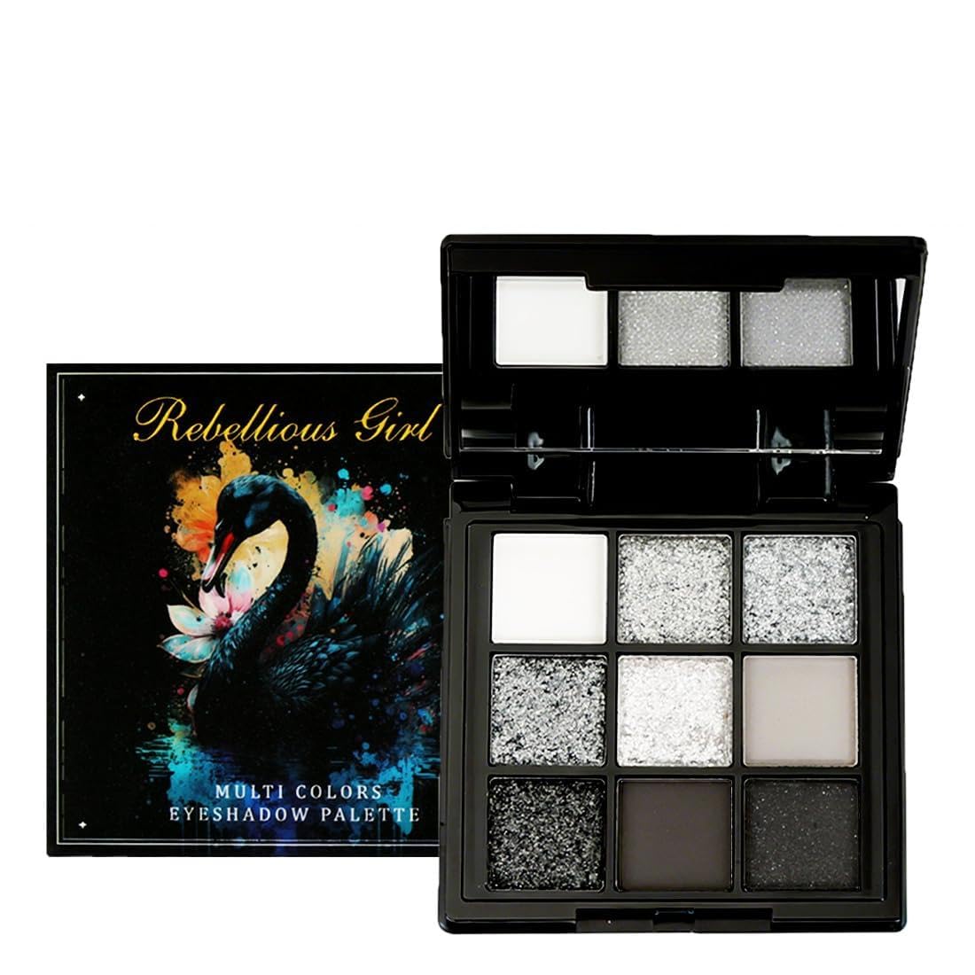 Palette di Ombretti Smokey, 9 Colori Halloween Trucco Ombretto Occhi Goth Nero Argento Grigio, Eyeshadow Scuri a Lunga Durata,Set di Trucchi per Ragazze, Kit Regalo per Spettacoli Teatrali Halloween