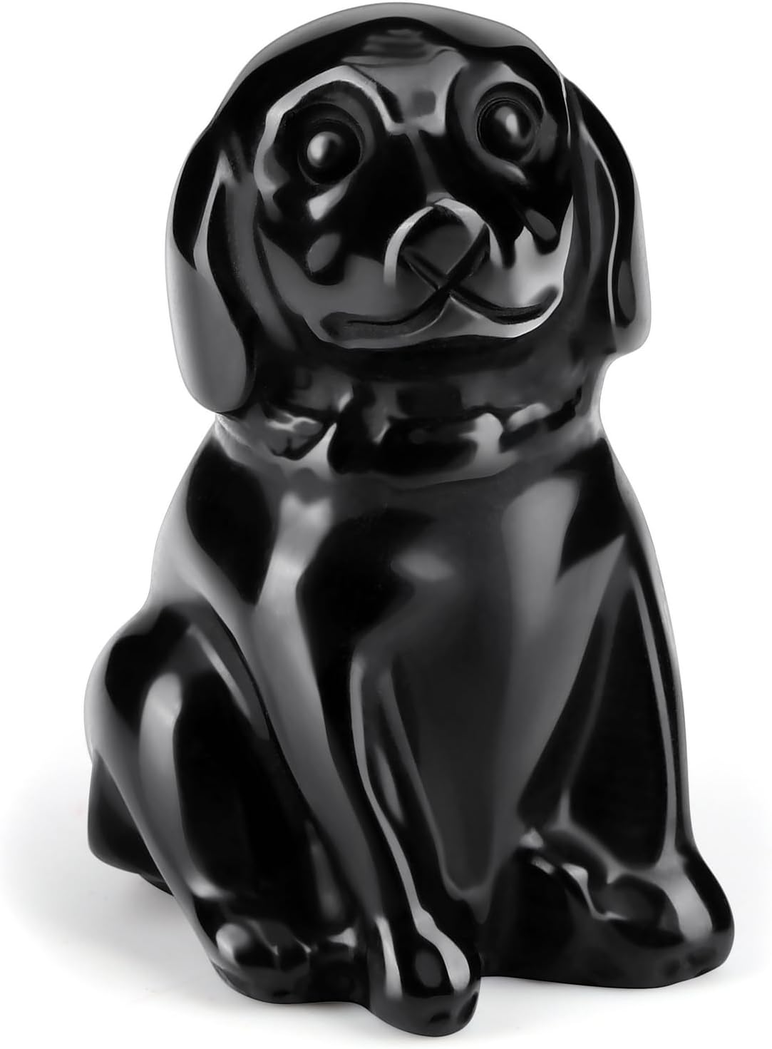 CrystalTears Black Obsidian Crystal Dog Ornament, Cute Dogs Gifts for Women Dog Lovers Men Christmas, 1.5” Lucky Healing Gemstone Labrador Dogs Puppy Figurine Statue for Home Office Desk Decor