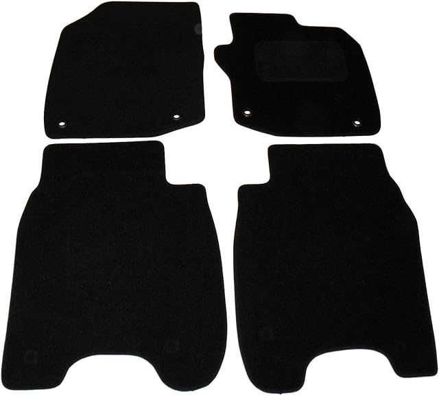 Fully Tailored Deluxe Car Mats to fit Honda Civic 2012-2017 - 4 Piece - Black Carpet - Black Trim - Heavy Duty Heel Pad - 20-2558