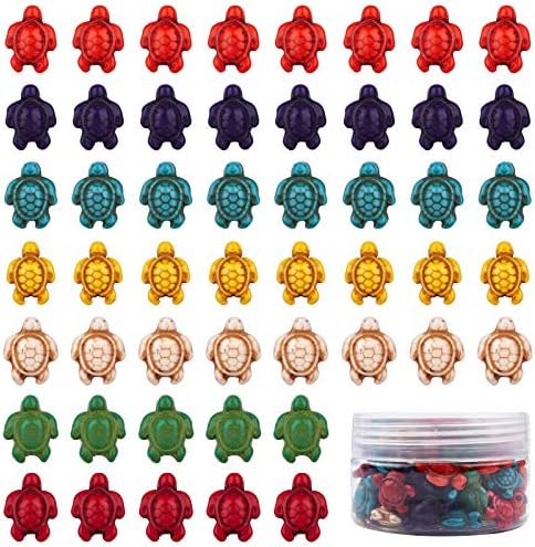SUNNYCLUE 1 Box 100Pcs Turtle Turquoise Beads Blue Ocean Sea Animal Summer Hawaii Carved Loose Spacer Bead Charms for Jewellery Making Kit Necklace Bracelet Earring DIY Women Adults Craft Supplies
