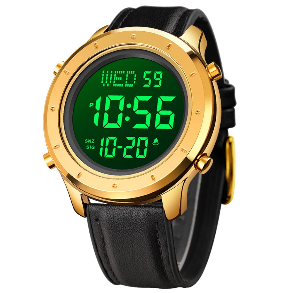 zolohoniMens Leather Watch for Men Digital Watch Men's Wrist Watches LED Minimalist Stainless Steel Waterproof Stopwatch