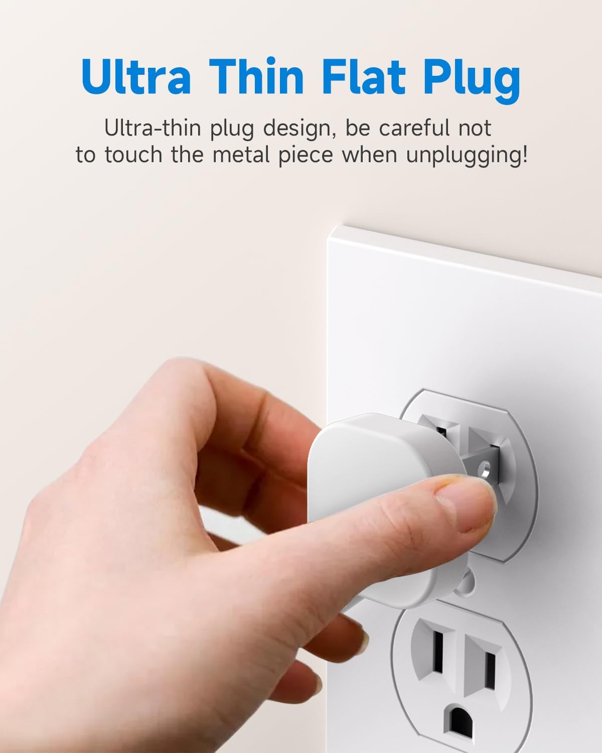 Flat Plug Short Extension Cord 1Ft White Low Profile Adapter 3 Prong Indoor Small Grounded Power Cable Outlet Saver 16AWG 13A 1625W 1 Pack