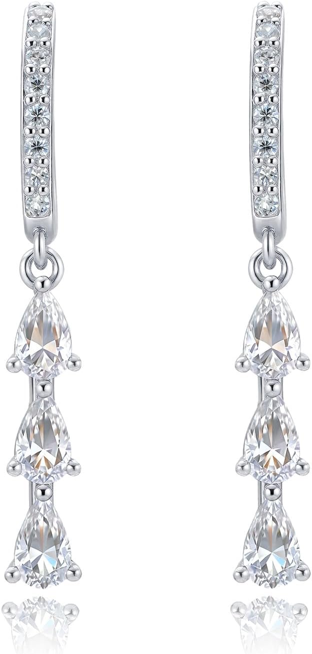 925 Sterling Silver Pearl Earrings,14K Gold Plated Dainty Pearl Drop Simple Wedding CZ Dangle Dangling Cute Stud Earrings for Brides Earrings for Women Gifts Wedding Pearls Earring Formal Jewelry - Image 7