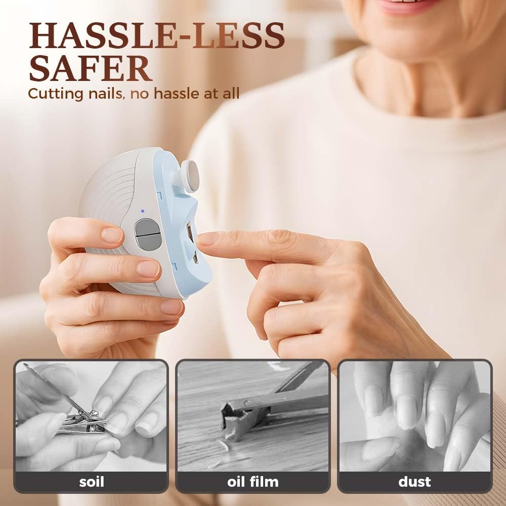 Automatic Electric Nail Clipper, Rechargeable Electric Nail Clippers for Fingernails Toenails, 2026 New Automatic 2 in 1 Nail Trimmer with LED Light Cordless for Adults Seniors (White)
