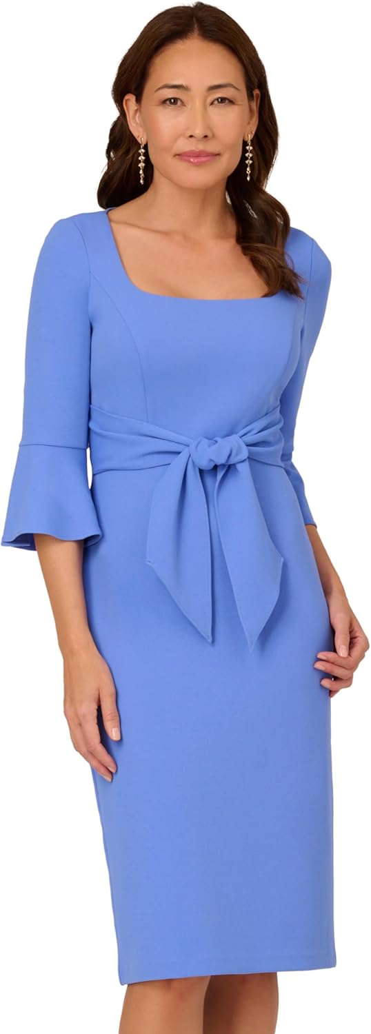 Adrianna Papell Womens Bell Sleeve Tie Front Dress
