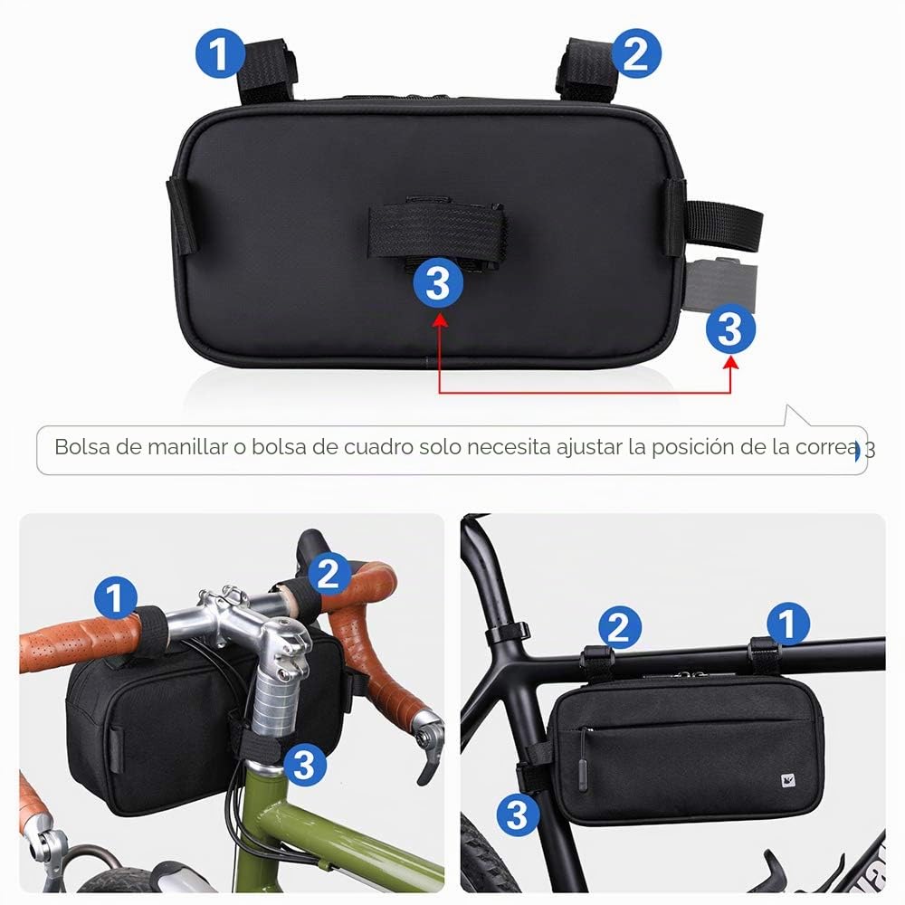 Rhinowalk Bolsa de Bicicleta, Bolsa de Manillar de Bicicleta, Impermeable, Bolsa Delantera de Bicicleta, para Bicicleta Deportiva, Accesorios de Ciclismo Profesionales