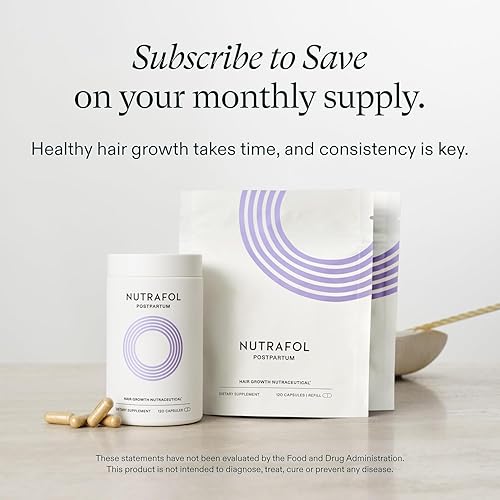 Miniatura 7 de Nutrafol Suplementos para el crecimiento del cabello posparto, clínicamente probados para cabello visiblemente más grueso y menos desprendimiento,