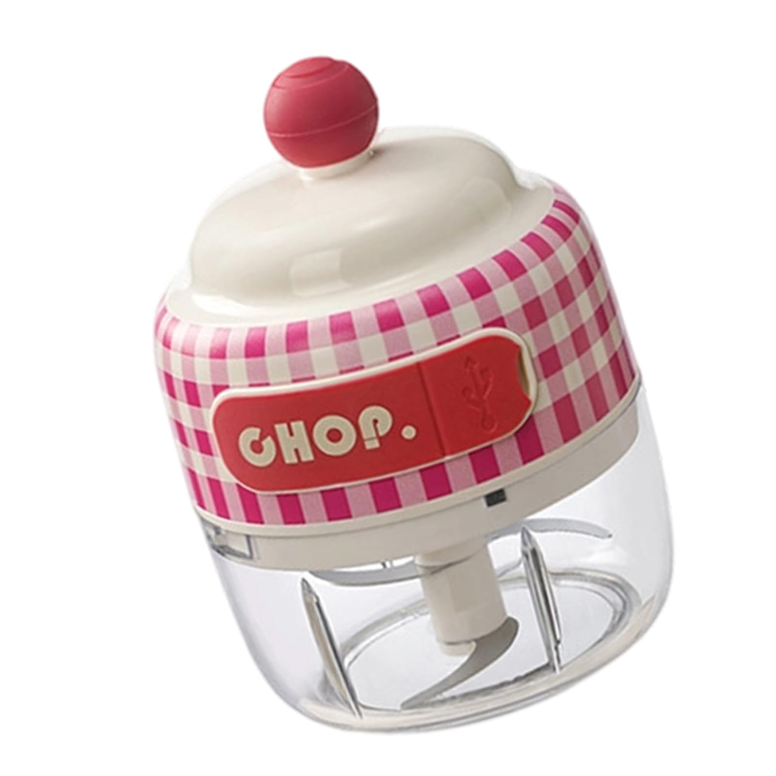 Uqezagpa Red Grid 150Ml Electric Food Masher Usb Vegetable Garlic Mincer Onion Portable Small Food Processor Kitchen Powerful Motor Garlic Masher