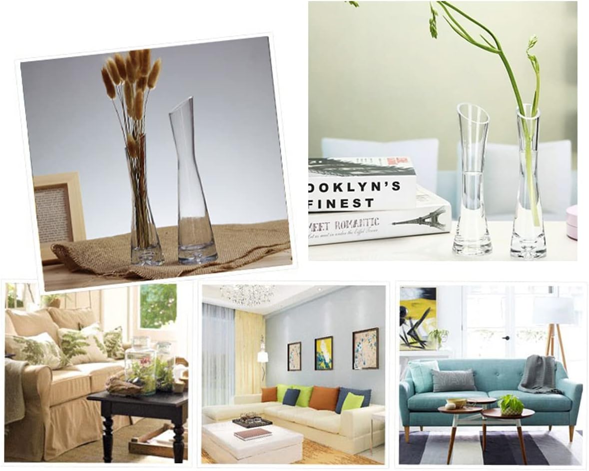 25cm/9.8inch Tall Clear Glass Thin Narrow Necked Bud Vase Slim Single Stem Flower Vase Floral Vase Centerpiece for Wedding Party Home Table Decor - Image 6