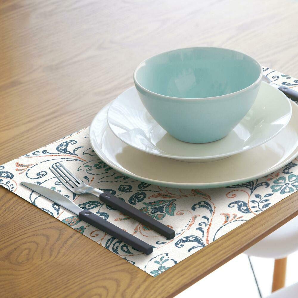 RoomMates RMK11442RL Persian Damask Peel and Stick Wallpaper, Orange, Blue, Roll, 45.7 x 45.7 cm - Image 3