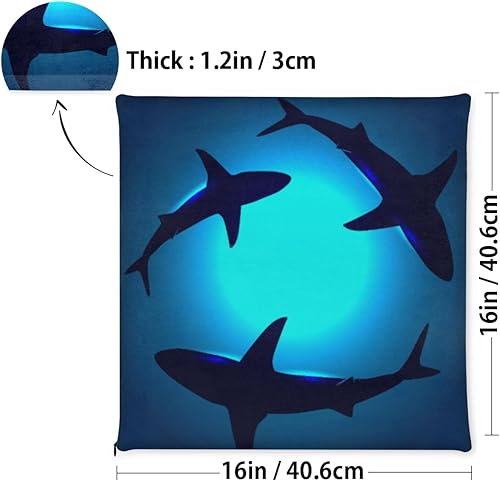 Miniatura 3 de Bardic Chair Cushion 1 Pack Floating Shark Memory Foam Seat Cushion Ocean Shark Removable Square Chair Pads for Kitchen Dining Office Chairs and Car