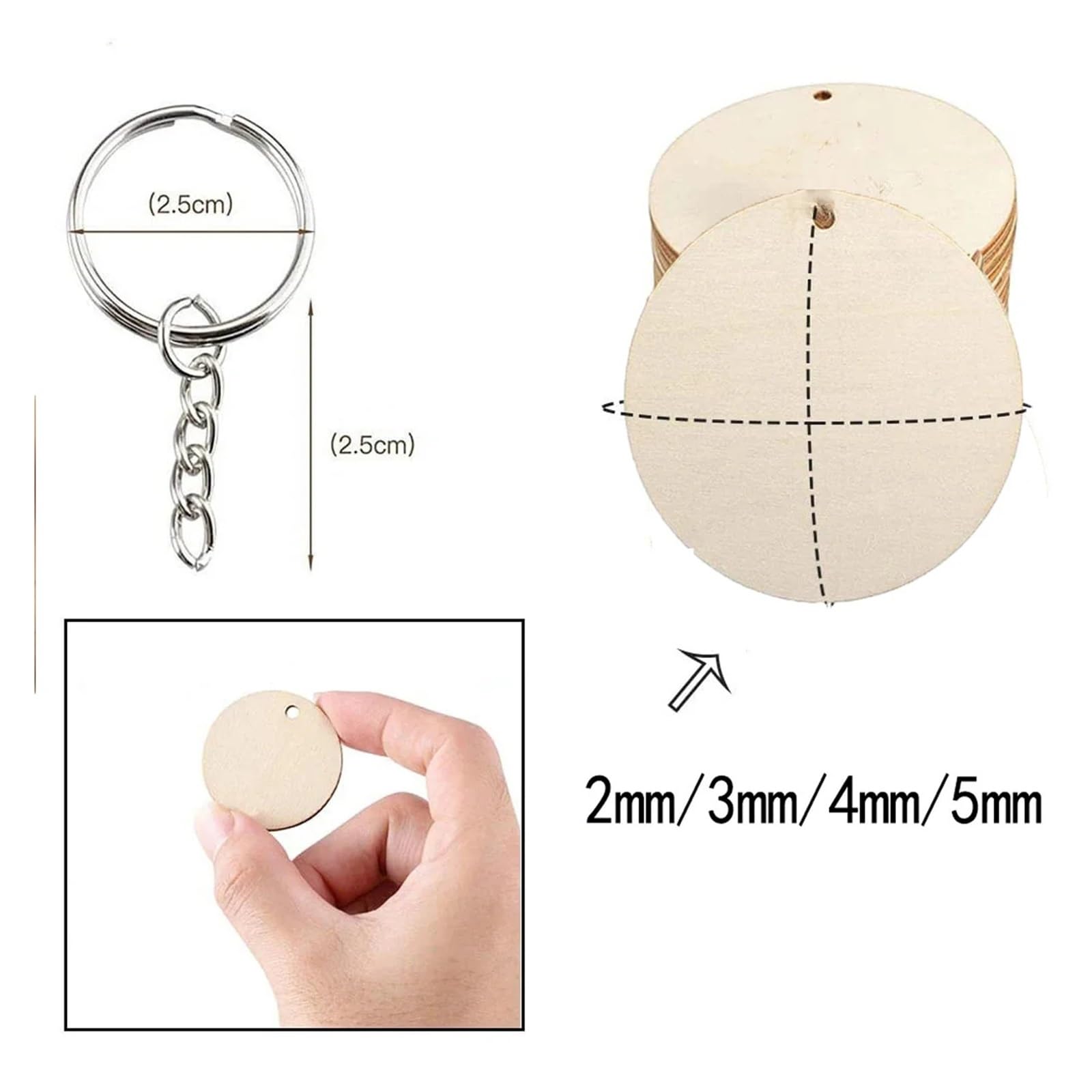 Drewniane breloczki do kluczy puste 100 szt. DIY drewno rzemiosło materiały ślubne sztuka i rzemiosło spersonalizowane prezenty 20/30/40/50mm