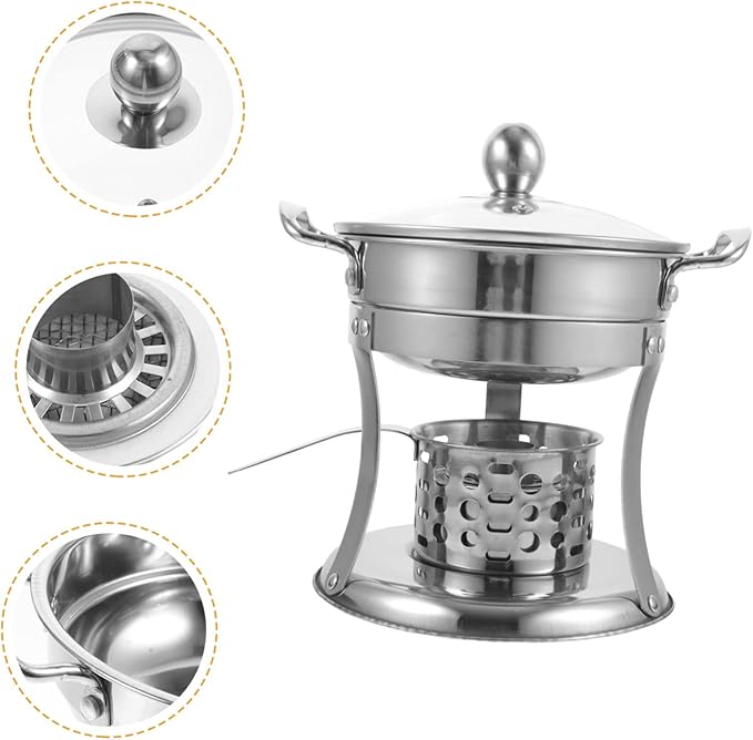 Olla Eléctrica Portátil BESPORTBLE Mini Hot Pot con Estufa Acero Inoxidable miniatura 5