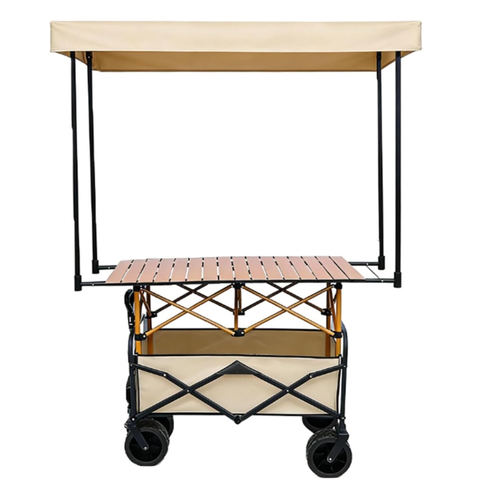Portable Food Vendor Cart,Mobile Food Display Stand with Canopy & Wheels