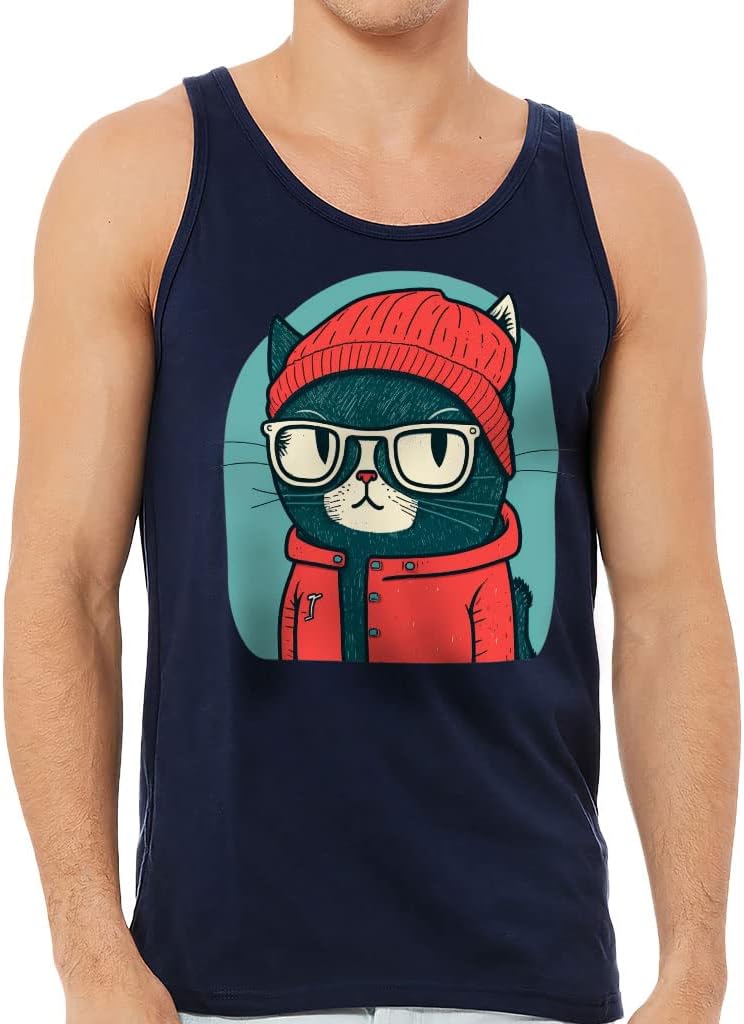 Cat Print Tank - Illustration Workout Tank - Graphic Jersey Tank