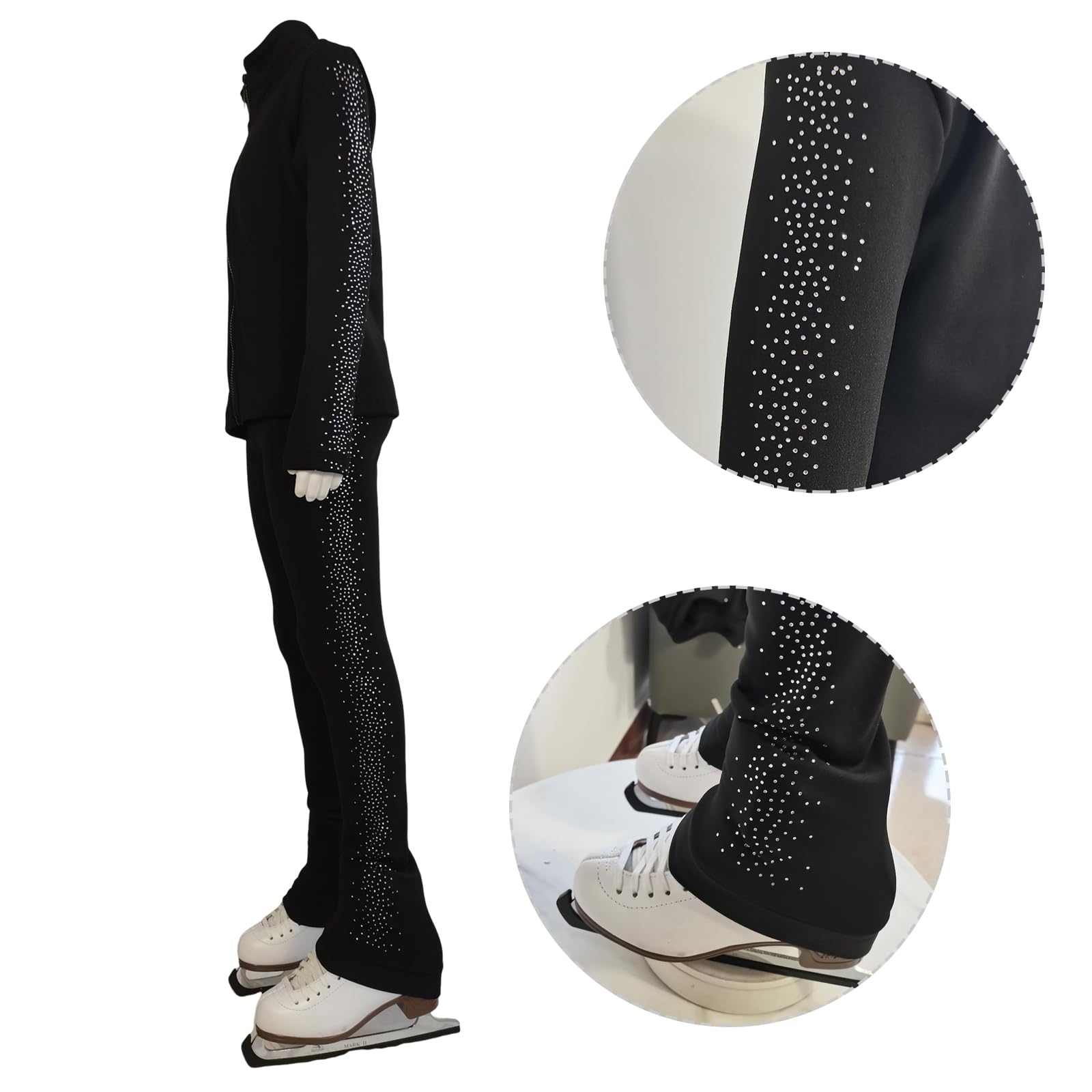 LIUHUO Pantalones de entrenamiento para patinaje artístico sobre hielo, chaquetas y chaquetas de forro polar cálido