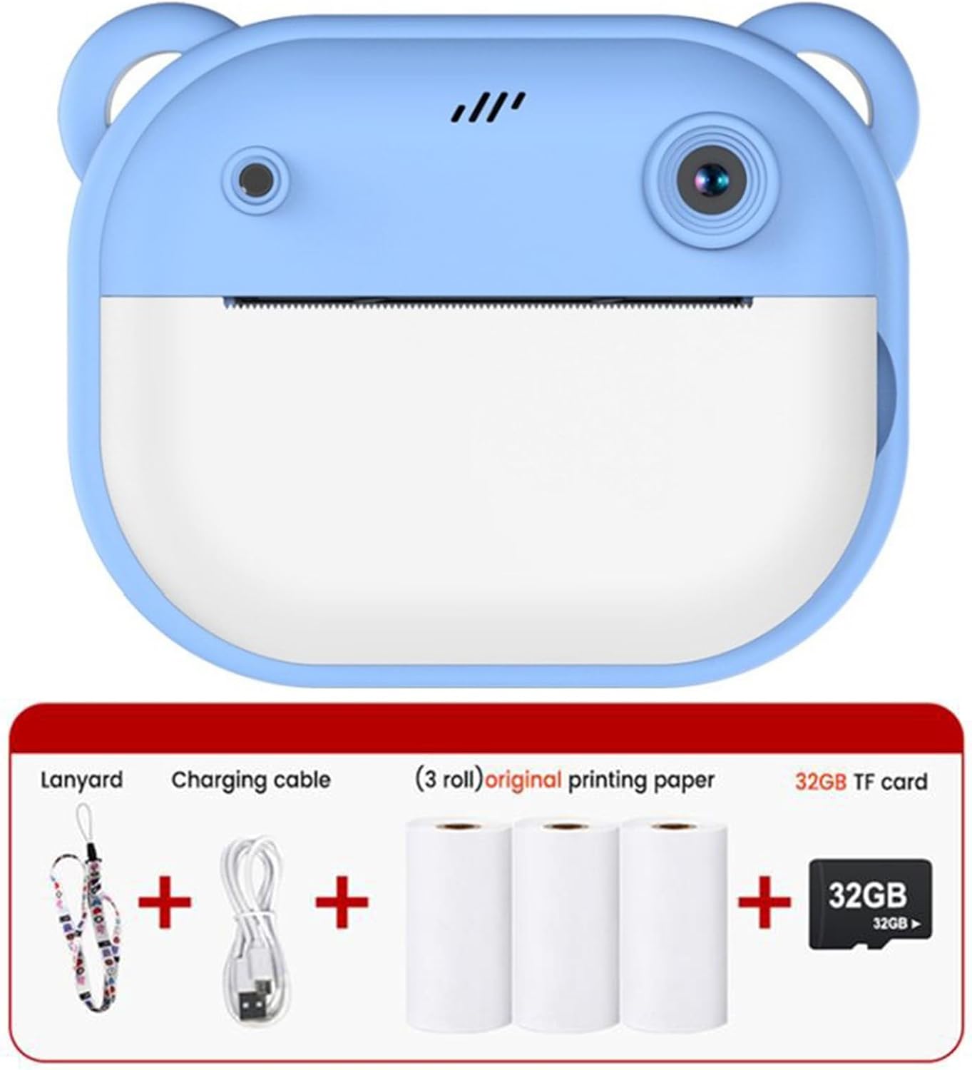 Kid Camera Digital Print Camera Fun Children Camera with Print Paper Digital Camera with Double-Lens Life Record