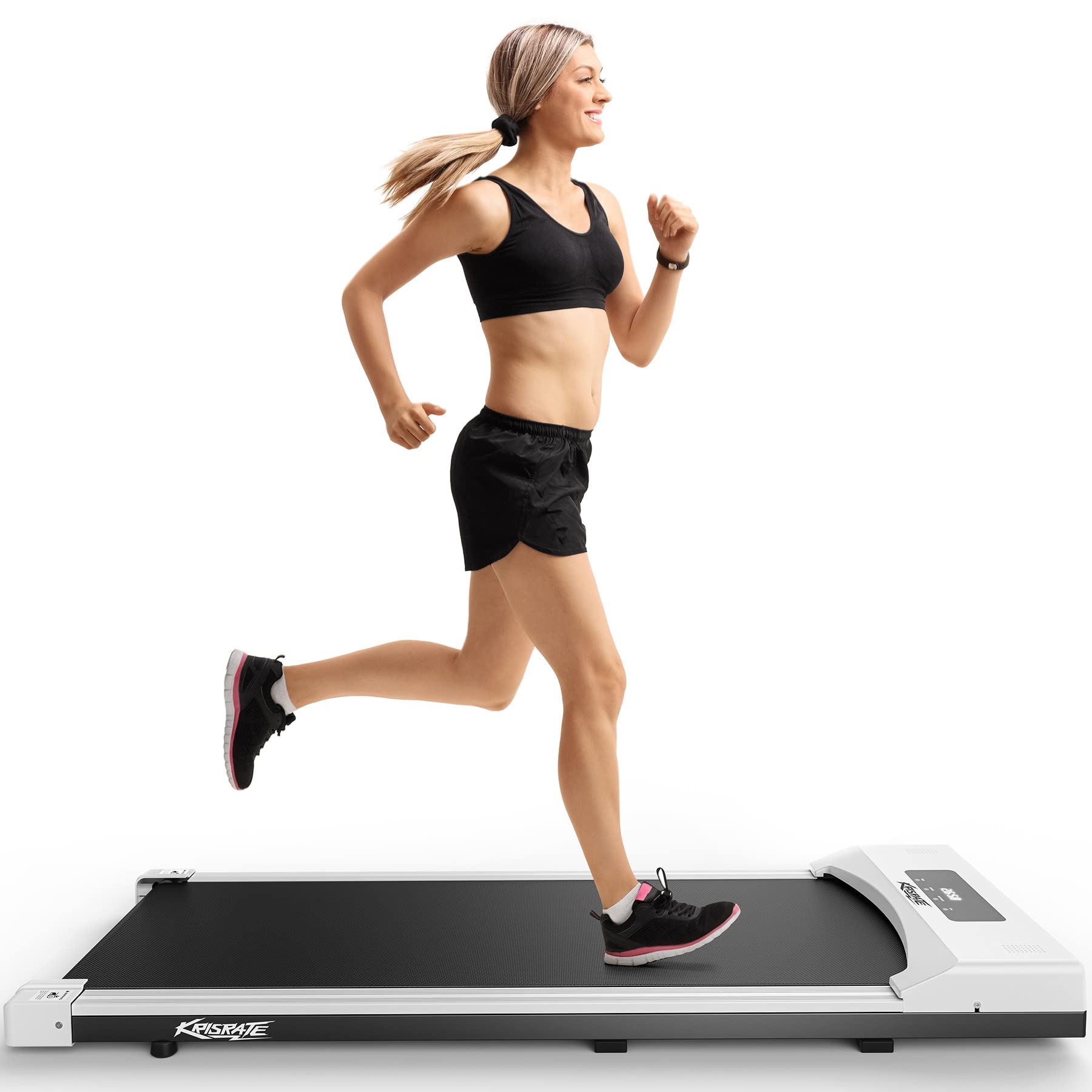 KRISRATE Walking Pad Treadmill Under Desk, Electric Under Desk Treadmill Quiet, Flat Portable Treadmill with LED Display and Remote Control, Installation-Free Walking Treadmills for Home Office