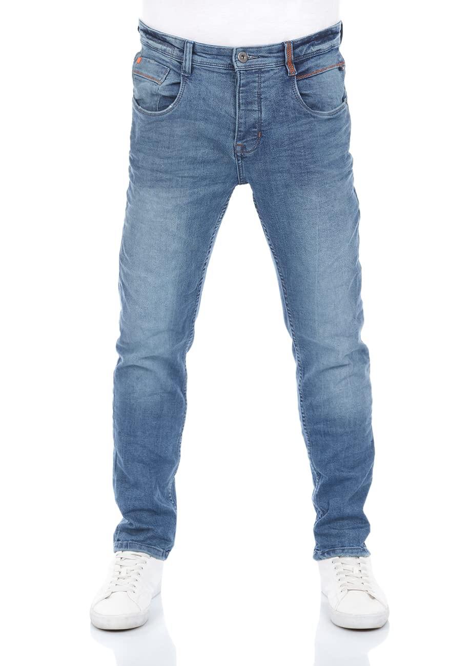 riverso Męskie spodnie jeansowe RIVCaspar Slim Fit Used Look bawełna Denim Stretch czarno-niebieskie szare w29 w31 w32 w33 w34 w36 w38 w40