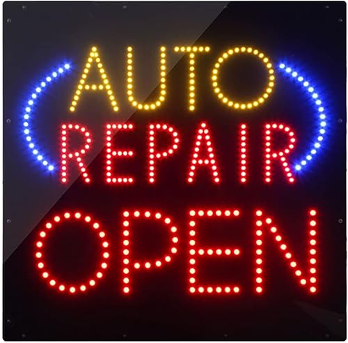 Letrero LED de reparación de automóviles para negocios, letrero abierto LED súper brillante para taller de reparación de automóviles, letrero de