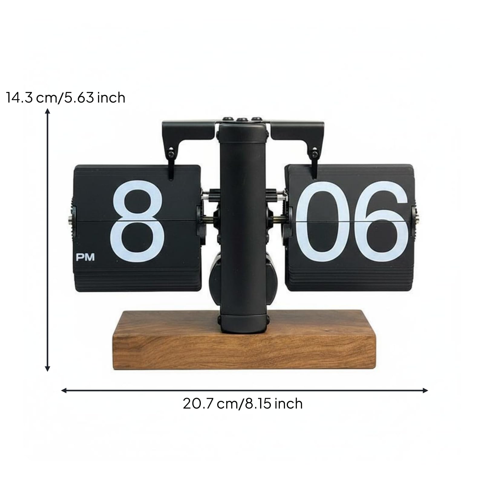 Qianly Reloj de Pestañas Mecánico Retro Reloj de Mesa Reloj de Reloj Analógico con Diseño Decorativo y Base de Madera Que, Color to 1