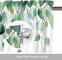 Vista 6 de Cenefas botánicas de acuarela para ventanas de cocina, cenefa de cortina de hojas verdes, cortinas cortas de rama de plantas con bolsillo