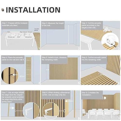 Miniatura 4 de Paneles de pared de listones de madera acústica insonorizados, 47.24 x 12.6 pulgadas (paquete de 4), paneles de pared decorativos que reducen el