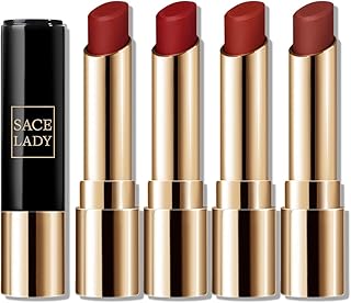 Matte Lipstick Set Long Lasting High Coverage Lip-Stick Kit Pigmented Smooth Lip Color for Women Make-up Set 4Pcs