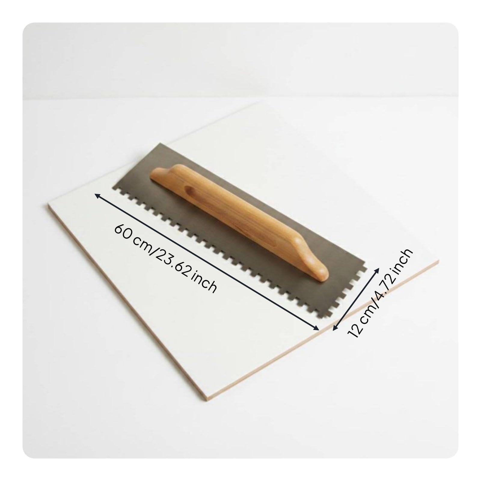 Frattone Dentato Applicazione Uniforme Cazzuola Dentata Impugnatura Confortevole Spatola per Colla per Piastrelle Cantiere, 60CM, Denti 15x15