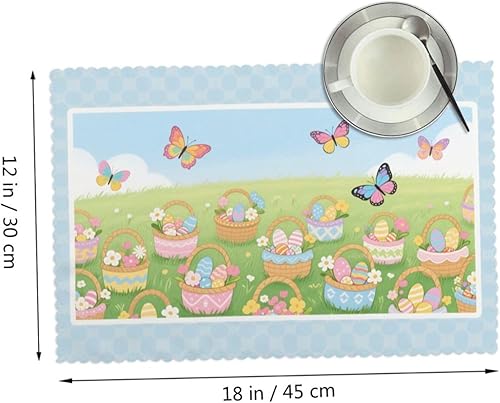 Miniatura 2 de Rectangular Placemats Set of 4, Heat Resistant Butterfly Printed Kitchen Dining Table Mats