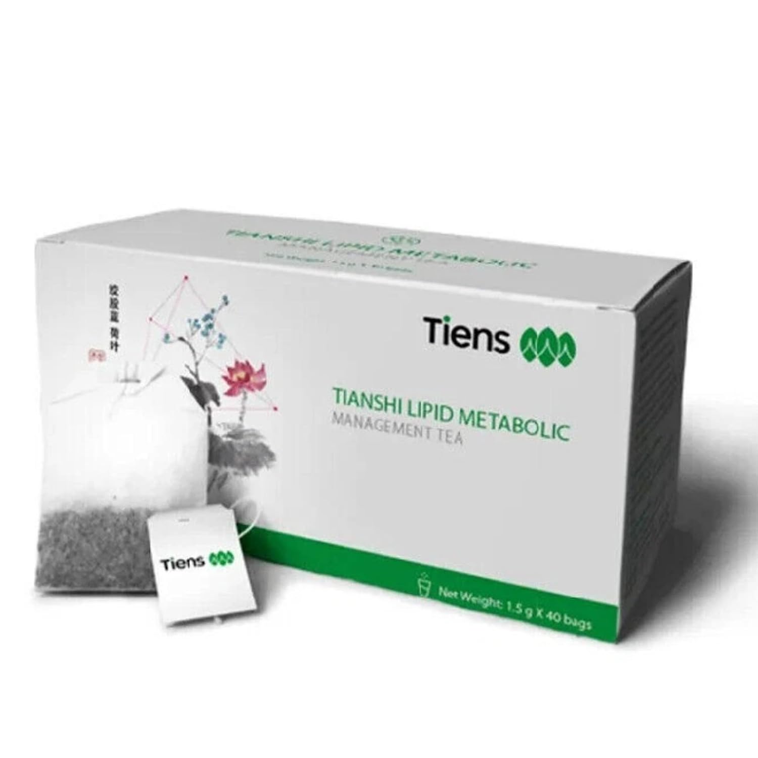 Tiens LIPID METABOLIC MANAGEMENT TEA   Kr utertee Stoffwechsel & Detox   40 Teebeutel   Koffeinfrei Pflanzenbasiert   Gynostemma Lotusblatt Cassia