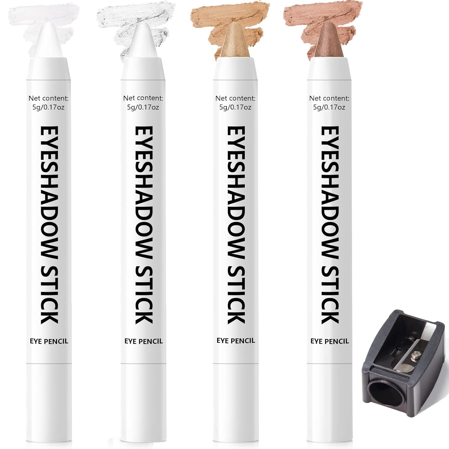 HOSAILY 4 Colors Cream Eyeshadow Stick, Eye Brightener Stick Eyeshadow Pencil