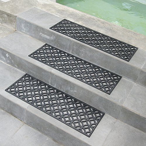Rubber-Cal Azteca Indoor Outdoor Stair Treads Rubber Step Mats (6-Pack), 9.75 By 29.75-Inch, Black #TOP7