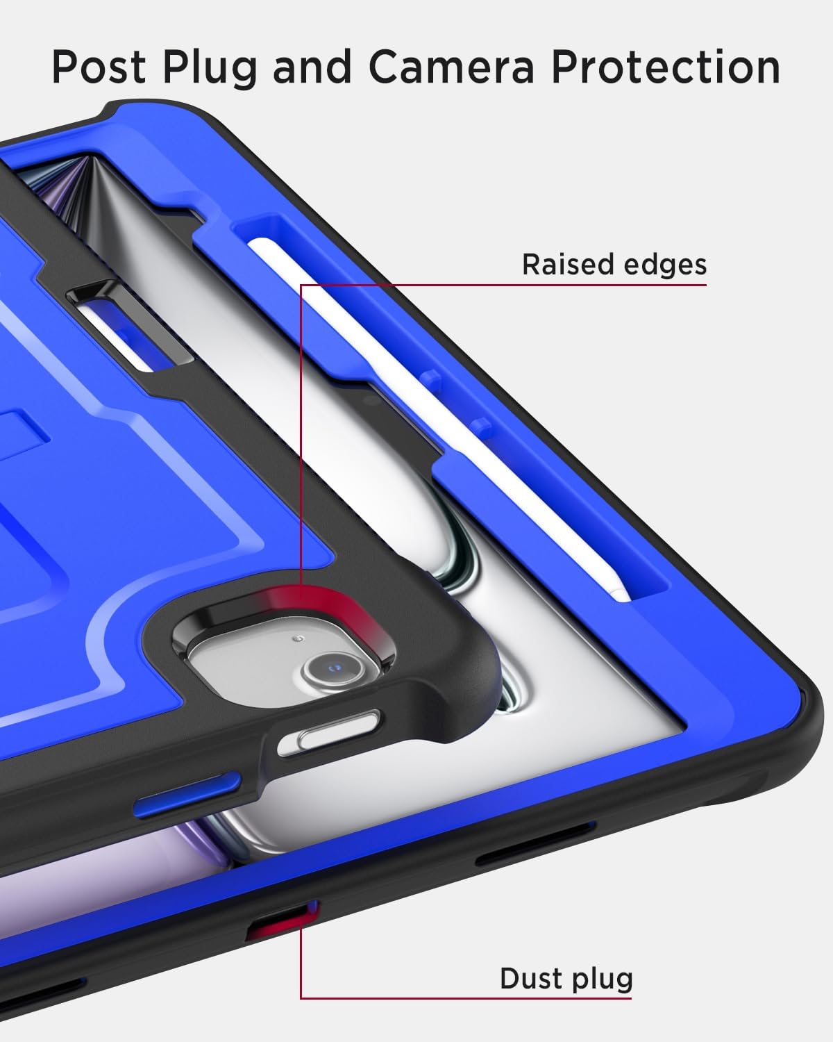 Miimall for iPad Air 13 Inch Stand Case M3 2025/ M2 2024, Heavy Duty Pencil Holder Case with Rugged Straps,Hidden Stand, Hand/Shoulder Strap and Rugged Strap Case for iPad Air 13 Durable, Blue