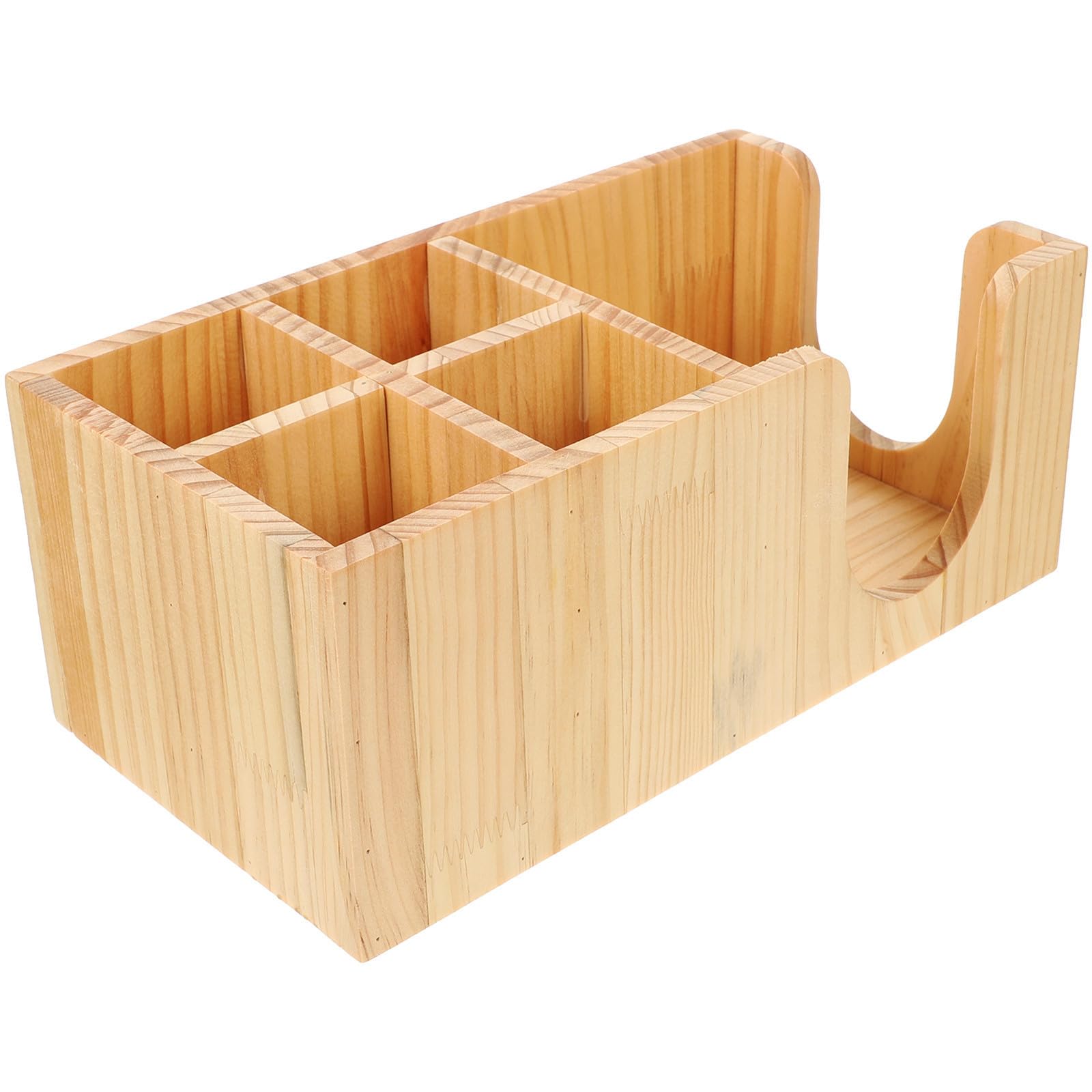Organisateur café 5 compartiments en bois beige au design arrondi