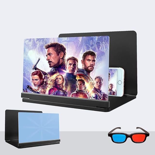 LIANGXX 20 Inch Phone Screen Magnifier Mobile Screen Magnifier - 3D Mobile Phone Amplifying Screen - Foldable For All Smart Phone Models (Color : Black, Size : 20in)