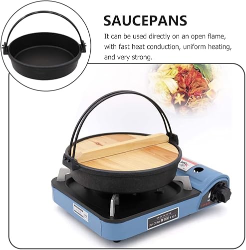 Miniatura 5 de Hemoton Sukiyaki - Olla de hierro fundido con tapa olla caliente Shabu Shabu Shabu para fideos Nabe olla de cocina japonesa de 71in olla caliente de