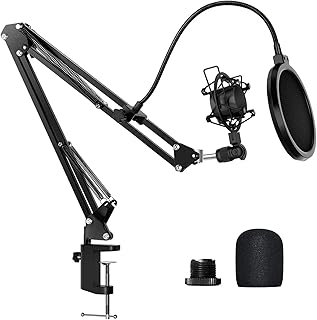Microphone Arm Stand, Adjustable Mic Stand Boom with Suspension Scissor Arm for Razer Seiren X, Blue Yeti and Other Mics, for Podcast, Games, Streaming, Voice-Over, Recording