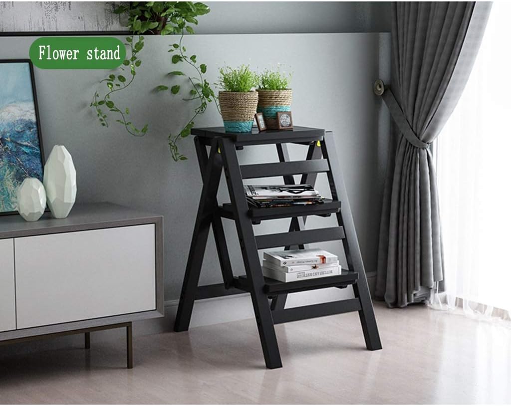 Step Ladders Household Ladder, Solid Wood 3-Step Ladder, Kitchen Shelf, Portable Living Room Dining Stool, Bearing 330 Pounds Telescopic Ladder (Color : Style3)