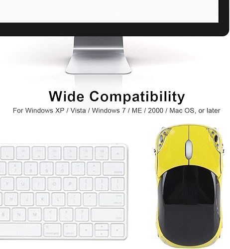 Miniatura 4 de ASHATA Ratón inalámbrico, ratón deportivo de 2.4 G, con forma de coche, ratón óptico Bluetooth con receptor USB, lindo ratón portátil de 1600 DPI