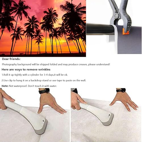 Miniatura 6 de Fondo de fotos de verano de 7 x 5 pies, diseño de palmeras junto al mar, atardecer, fantasía, crepúsculo, playa tropical, océano, para baby shower,