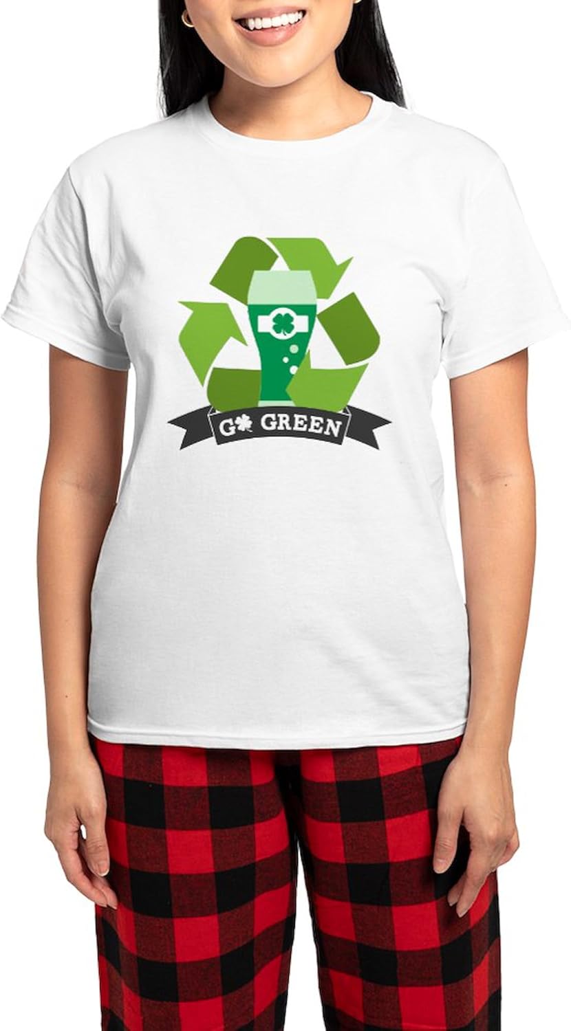 CafePress Go Green Women's Light Pajamas Women's Novelty Cotton Pajama Set, Comfortable PJ Sleepwear