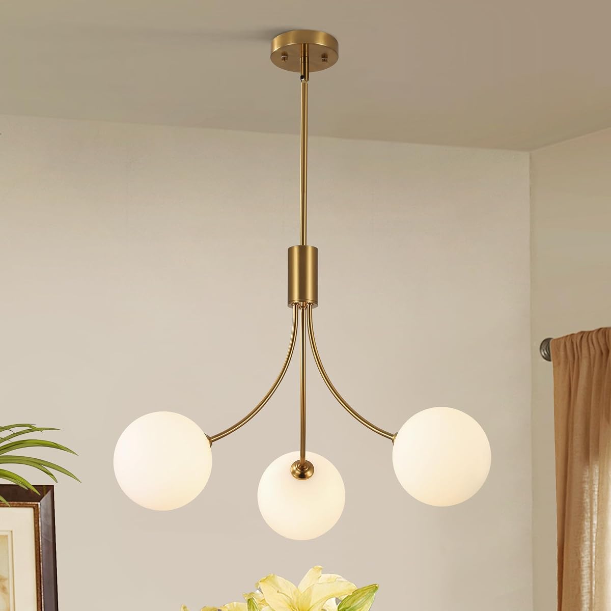 CNRATYE 3-Light Modern Farmhouse Gold Chandeliers for Dining Room Mid Century