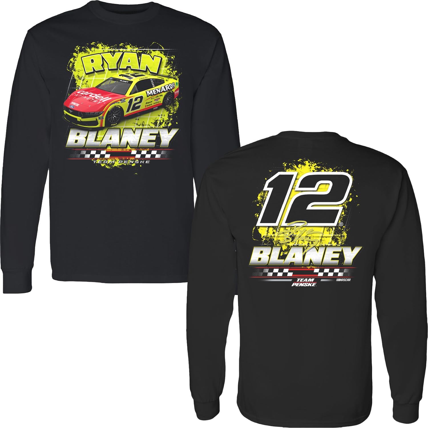 Checkered Flag Sports Ryan Blaney Long Sleeve Menards 2-Spot T-Shirt Black