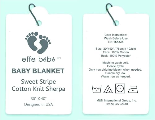 Miniatura 6 de Magnolia - Manta de punto trenzado y sherpa para bebé (rayas azul pizarra)