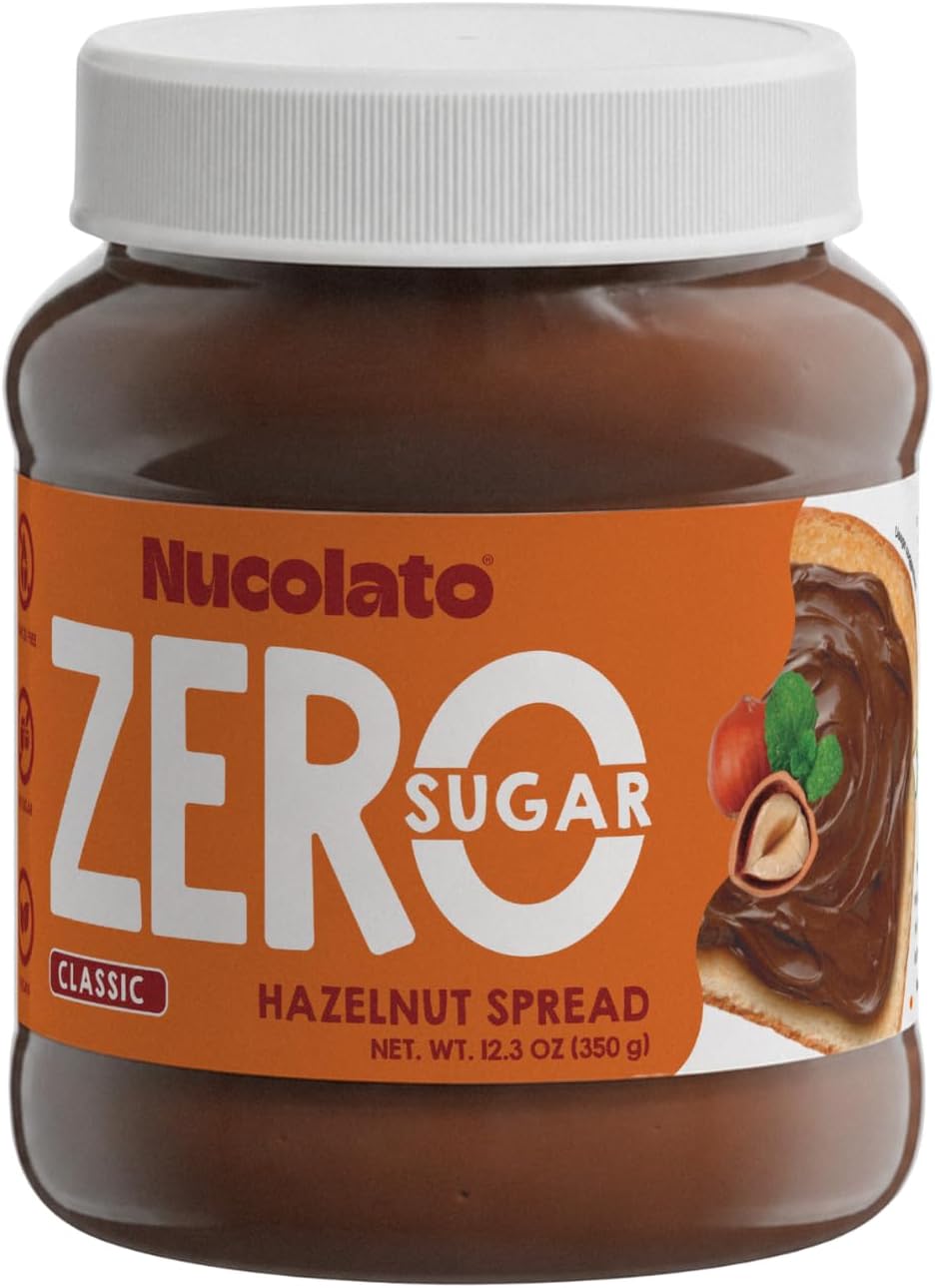 NUCOLATO | Hazelnut Spread | 12.3 oz - 350 g | Keto Friendly - No Sugar Added | Best Low Carb Dessert - Food Snacks | Perfect Topping for Cake, Bananas, Cookies, Pancakes - No Butter